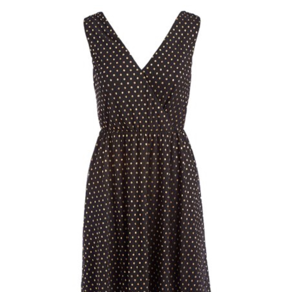Black/Gold Dot Fit Flare Dress